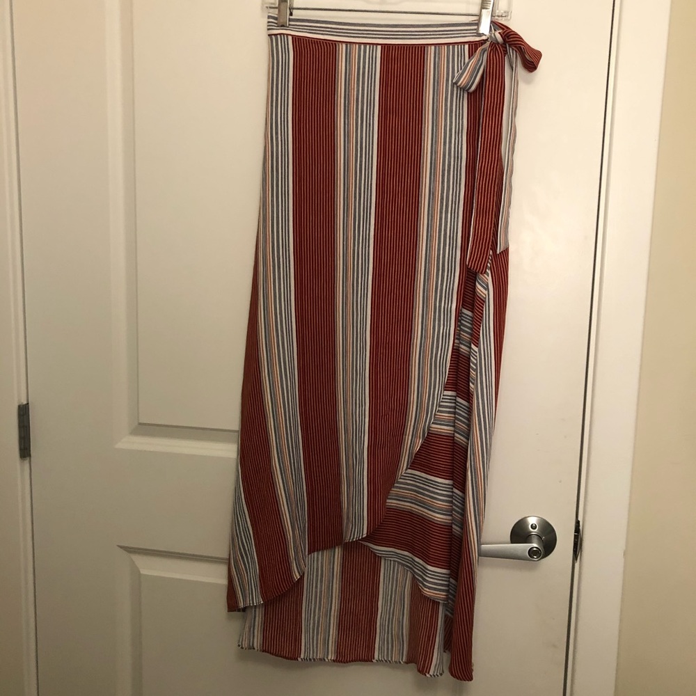 Midi striped wrap skirt!